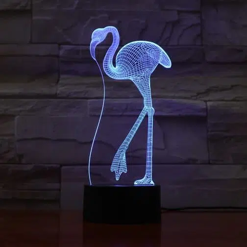 blue flamingo 3d illusion lamp