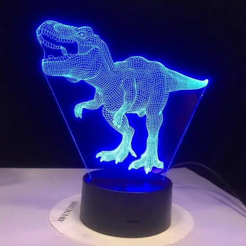 blue T Rex 3d illusion lamp