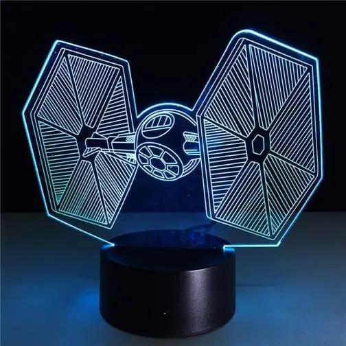 cyan TIE fighter 3d illusion lamp