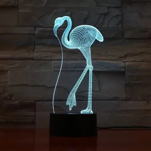 cyan flamingo 3d illusion lamp