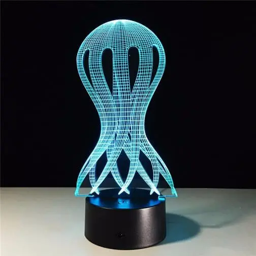 cyan jellyfish 3d illusion lamp