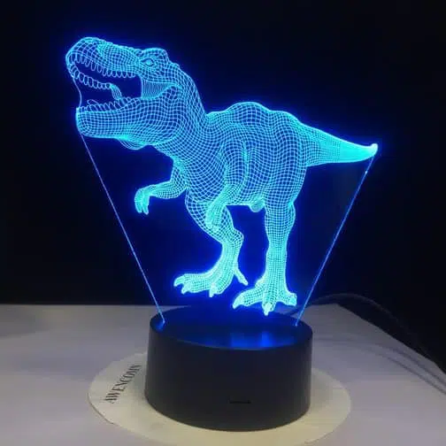 cyan T Rex 3d illusion lamp