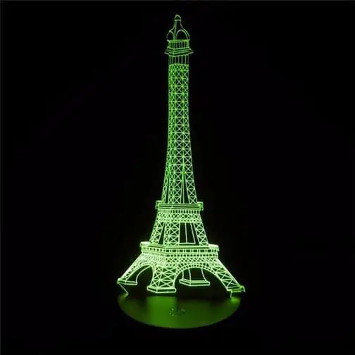 green eiffel tower 3d illusion lamp