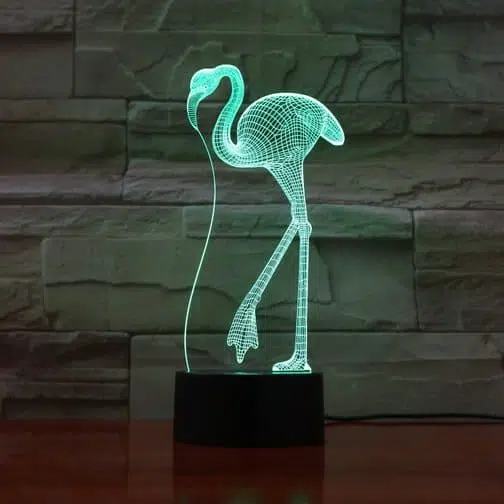 green flamingo 3d illusion lamp