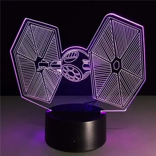 purple TIE fighter 3d illusion lamp