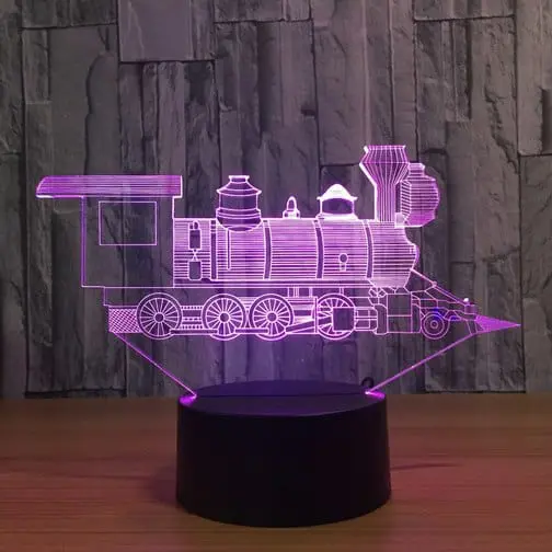 purple ancient train 3d illusion lamp