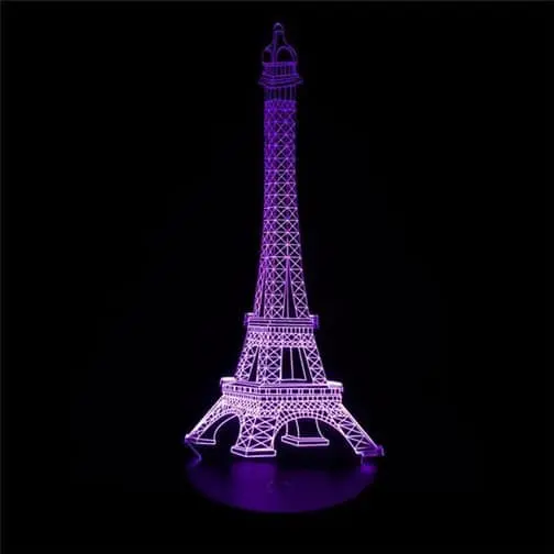 purple eiffel tower 3d illusion lamp