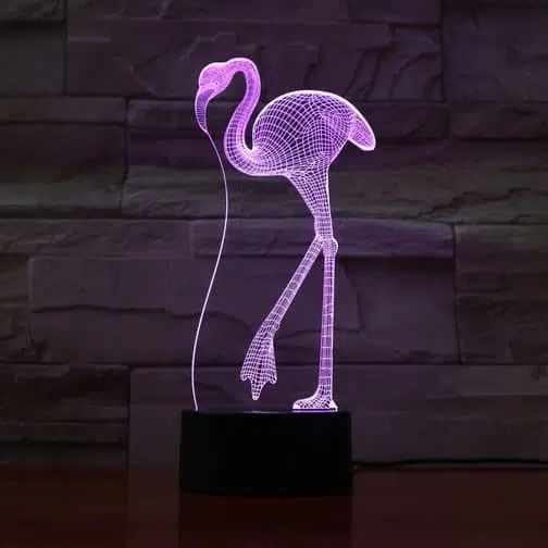 purple flamingo 3d illusion lamp