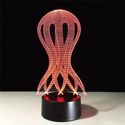 red jellyfish 3d illusion lamp