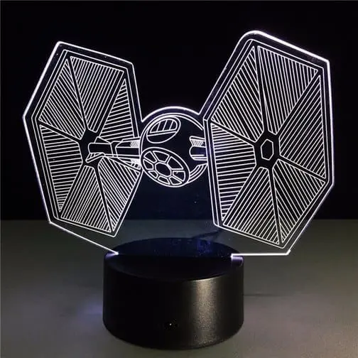 white TIE fighter 3d illusion lamp