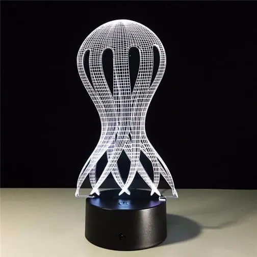 white jellyfish 3d illusion lamp