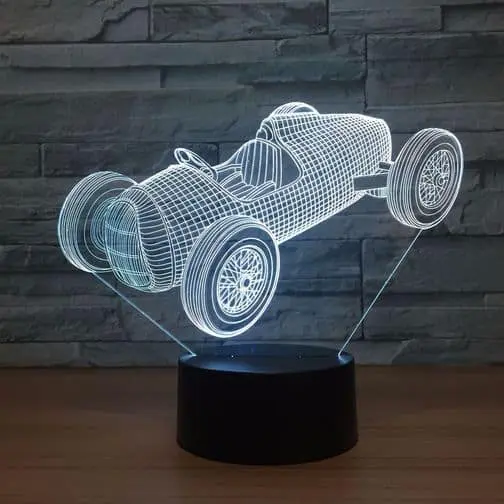 white old racing car 3d illusion lamp