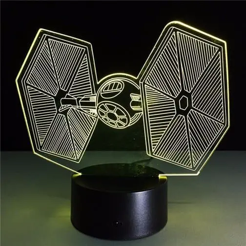 yellow TIE fighter 3d illusion lamp