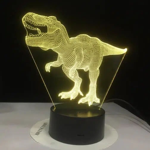 yellow T Rex 3d illusion lamp
