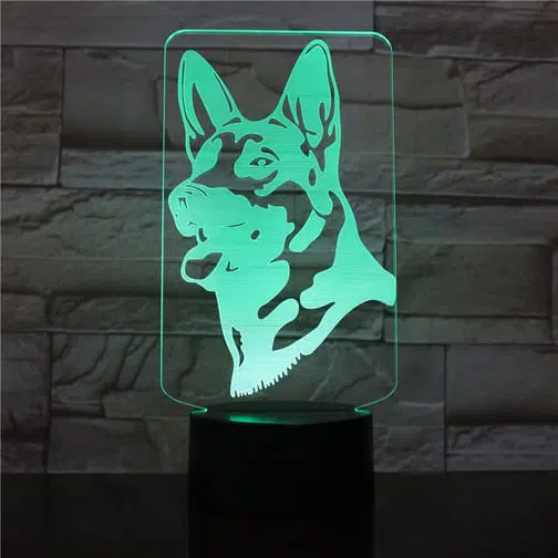 green german shepherd 3d illusion lamp