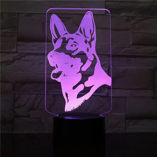 purple german shepherd 3d illusion lamp
