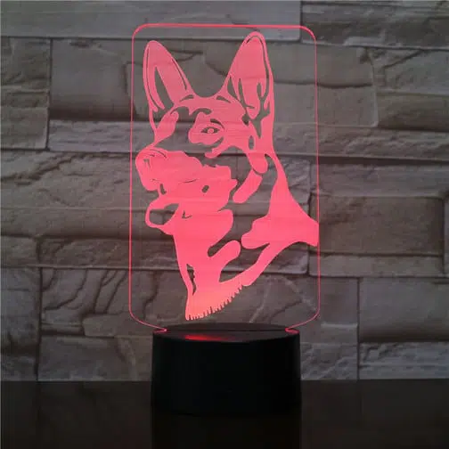 red german shepherd 3d illusion lamp